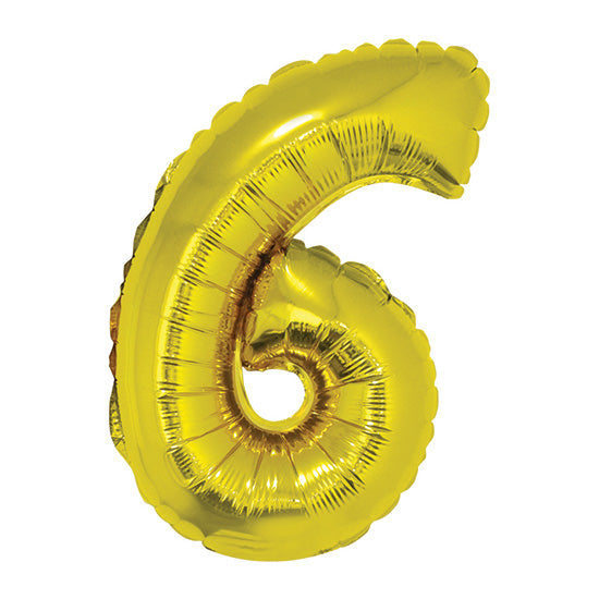 16in Gold Number 6 Balloon (DOES NOT FLOAT)