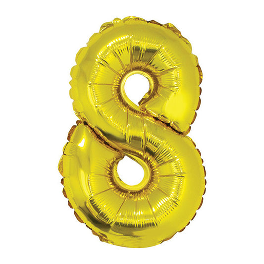 16in Gold Number 8 Balloon (DOES NOT FLOAT)