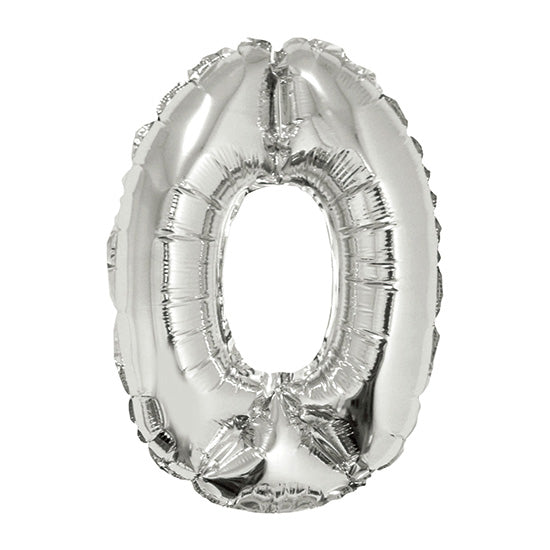 16in Silver Number 0 Balloon (DOES NOT FLOAT)
