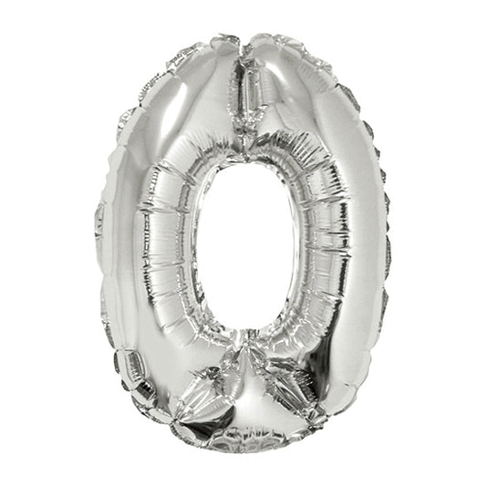 16in Silver Number 0 Balloon (DOES NOT FLOAT)