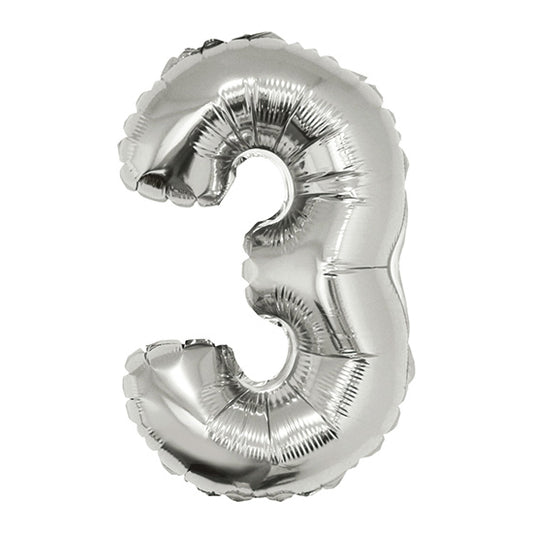 16in Silver Number 3 Balloon (DOES NOT FLOAT)