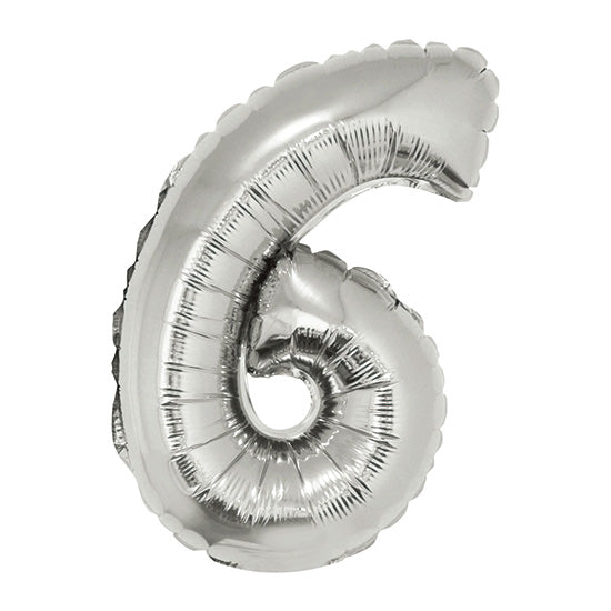16in Silver Number 6 Balloon (DOES NOT FLOAT)