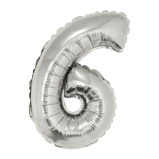 16in Silver Number 6 Balloon (DOES NOT FLOAT)