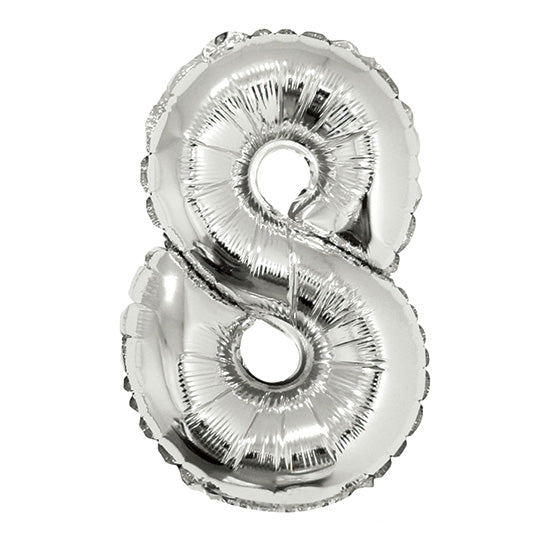 16in Silver Number 8 Balloon (DOES NOT FLOAT)