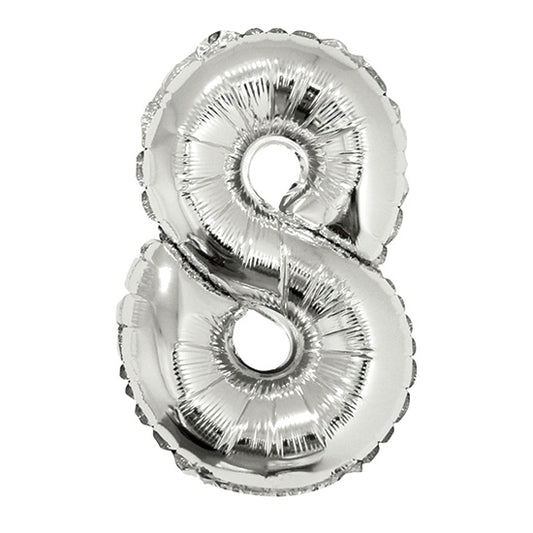 16in Silver Number 8 Balloon (DOES NOT FLOAT)