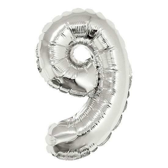 16in Silver Number 9 Balloon (DOES NOT FLOAT)