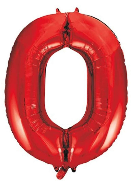 40in Number 0 Red Mylar Balloon