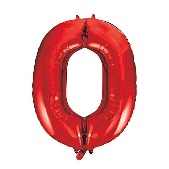 40in Number 0 Red Mylar Balloon