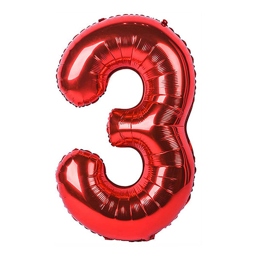 40in Number 3 Red Mylar Balloon