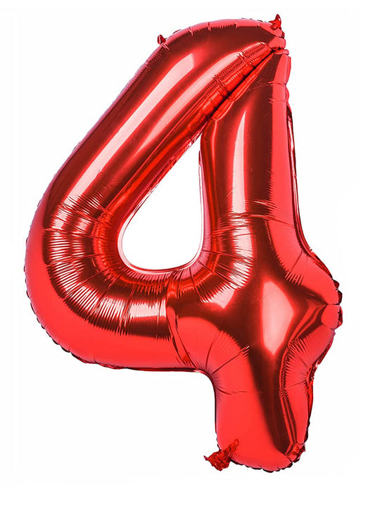 40in Number 4 Red Mylar Balloon