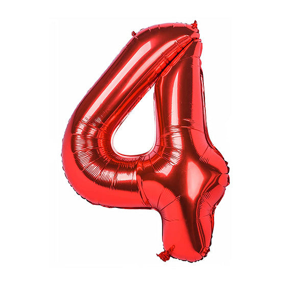40in Number 4 Red Mylar Balloon