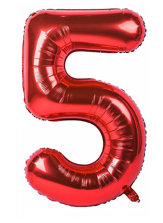 40in Number 5 Red Mylar Balloon