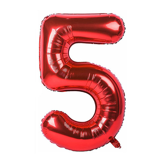 40in Number 5 Red Mylar Balloon