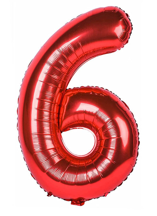 40in Number 6 Red Mylar Balloon