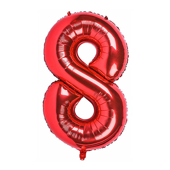 40in Number 8 Red Mylar Balloon