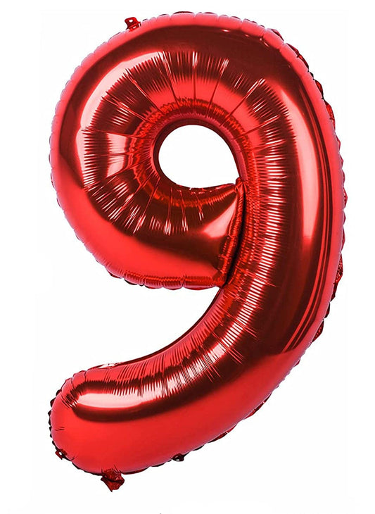 40in Number 9 Red Mylar Balloon