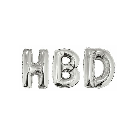 16" HBD  Silver Balloons (Happy Birthday) (DOS NOT FLOAT) 1 Ct