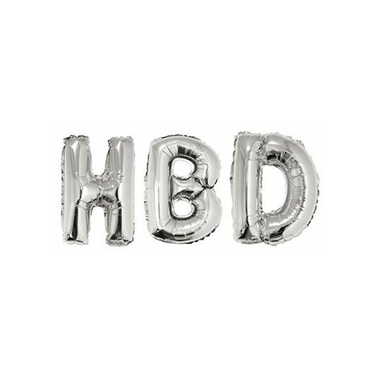 16" HBD  Silver Balloons (Happy Birthday) (DOS NOT FLOAT) 1 Ct
