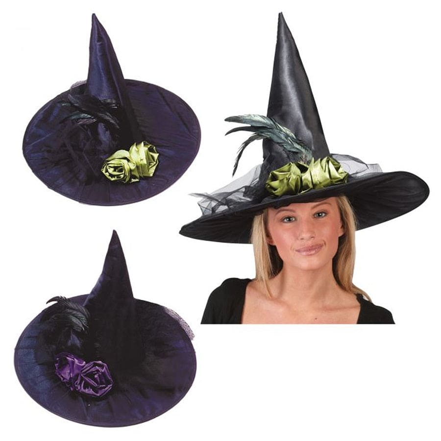 Fancy Feather Witch Hat 1ct