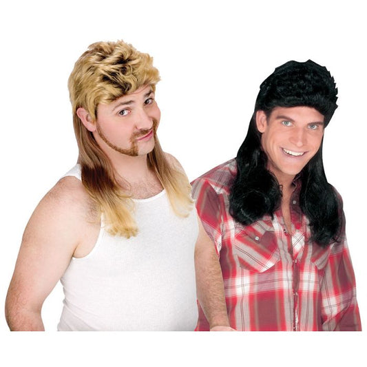Super Mullet Adult Wig Blonde or Black
