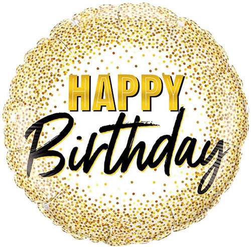 Happy Birthday Gold Dots 18in Metallic Balloon
