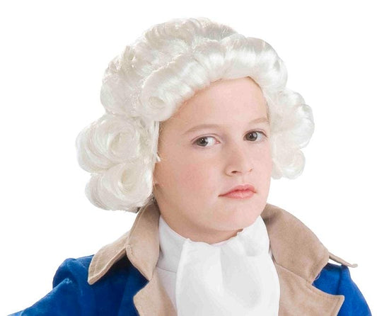 White Unisex Colonial Judge Franklin Child Wig