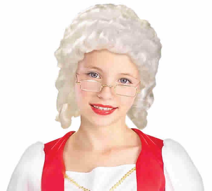 White Powdered Colonial Pioneer Wig Child
