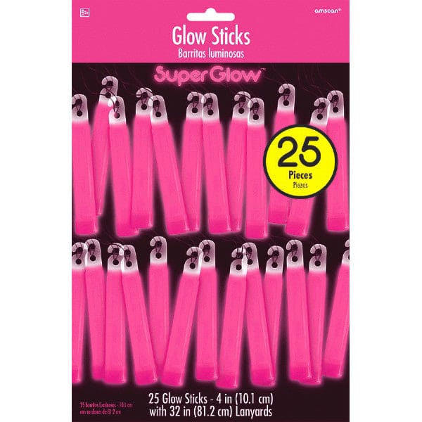 Glow 4in Sticks - Pink 25ct