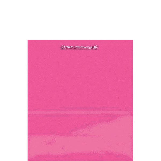 Solid Glossy Bright Pink Medium Bag 9 x 8 x 4