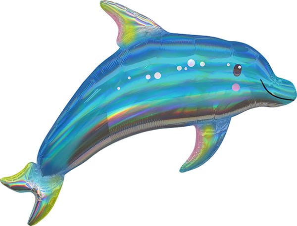 Iridescent Blue Dolphin 29in Metallic Balloon