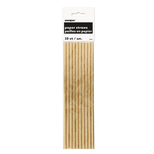Gold Foil Paper Straws 10 Ct