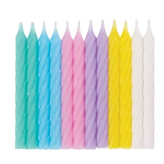 Pastel Color Birthday Cake Twist Candles 24ct