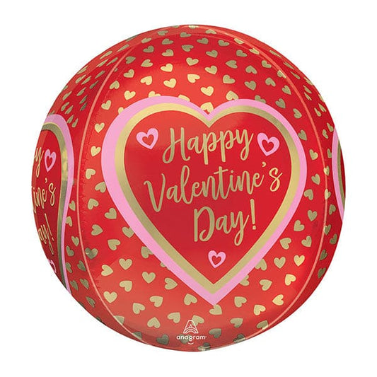 Valentine Golden Hearts 16in Orbz Balloon