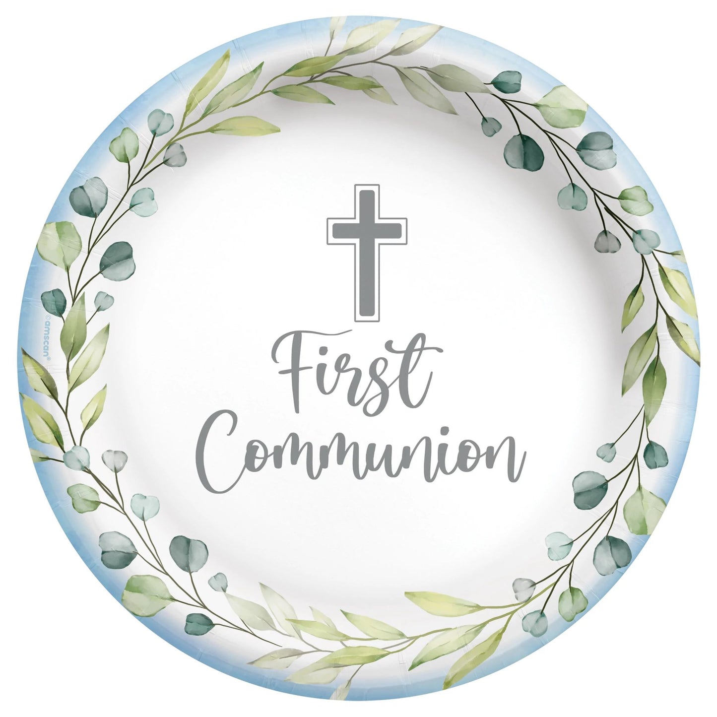 My First Communion - Blue 7in Lunch Plate 20 Ct