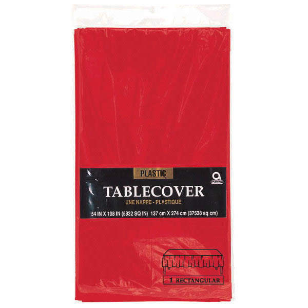 Apple Red 54 x 108in Plastic Table Cover