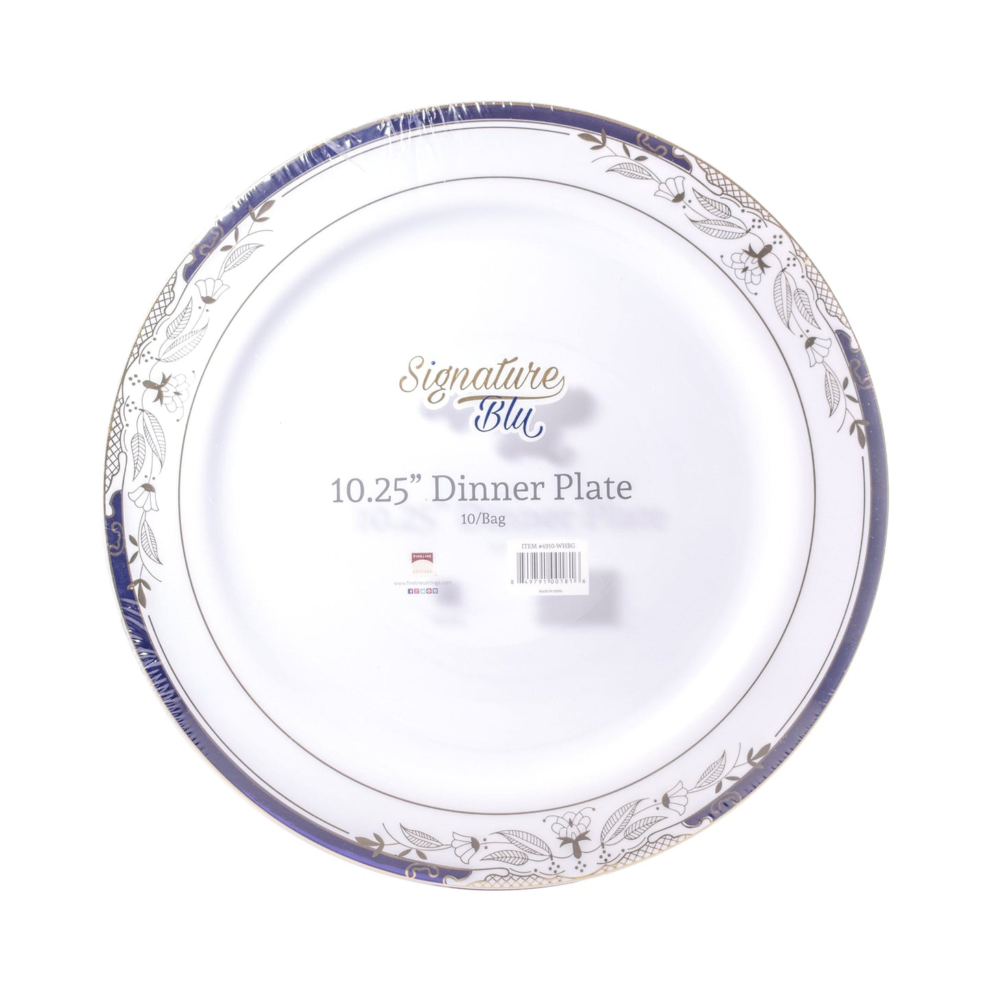 Signature Blue 10.25in Round Plastic Plates 10ct