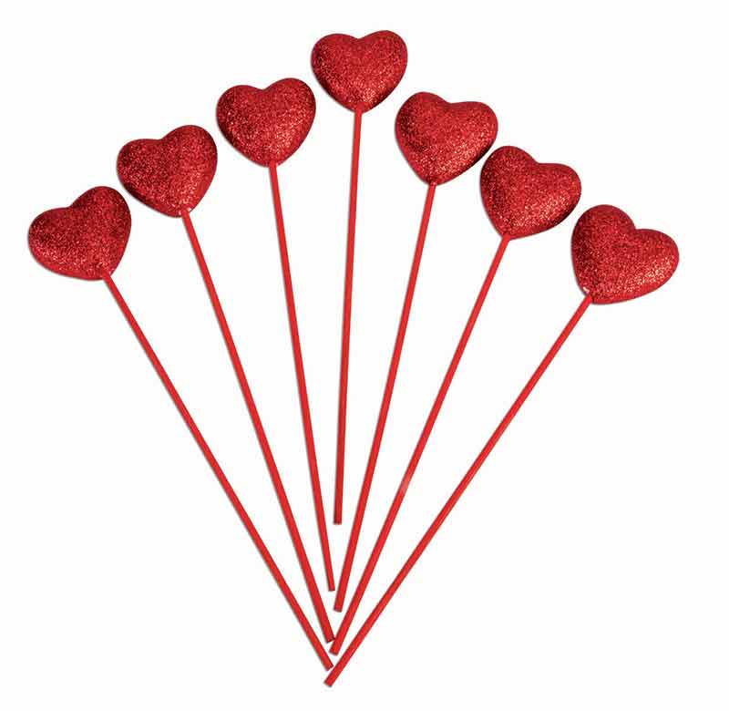 Valentine Glitter Heart Picks