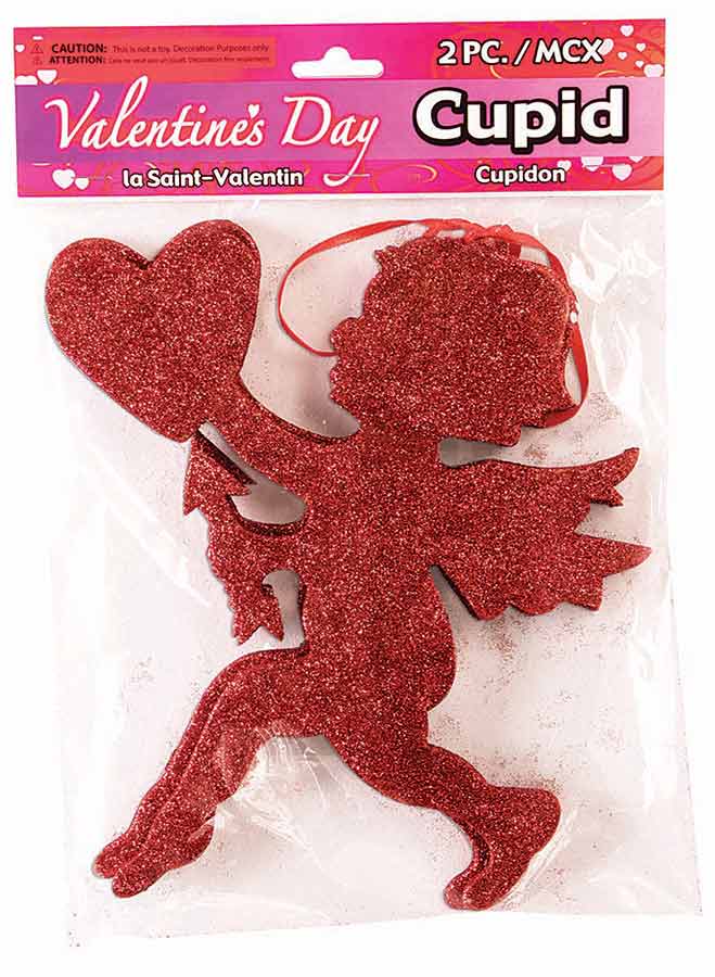 Valentine Glitter Cupid 2 Ct