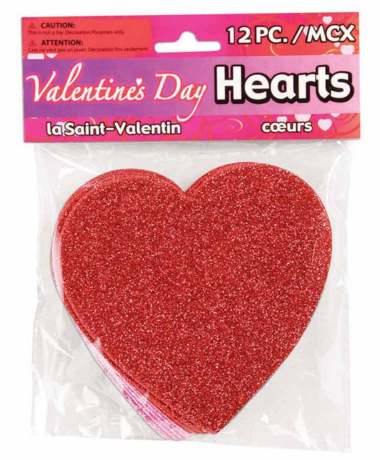 Valentine Glitter Hearts 12 Ct