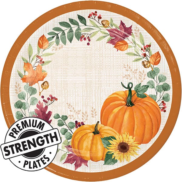 Harvest Wishes 9in Round Dinner Paper Plates 8ct