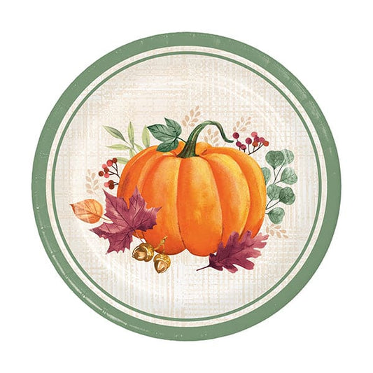 Harvest Wishes 7in Round Luncheon Paper Plates 8ct