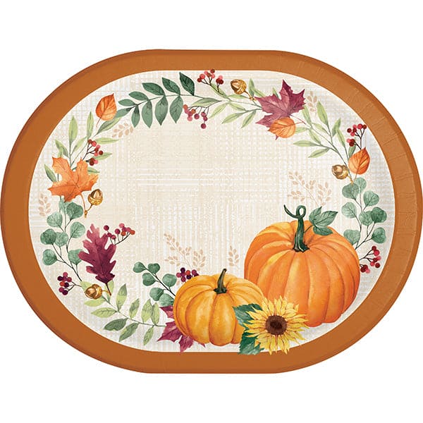 Harvest Wishes 10 x 12in Oval Paper Platters 8ct