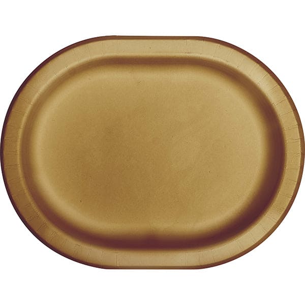 Glittering Gold 10 x 12in Oval Paper Platters 8ct