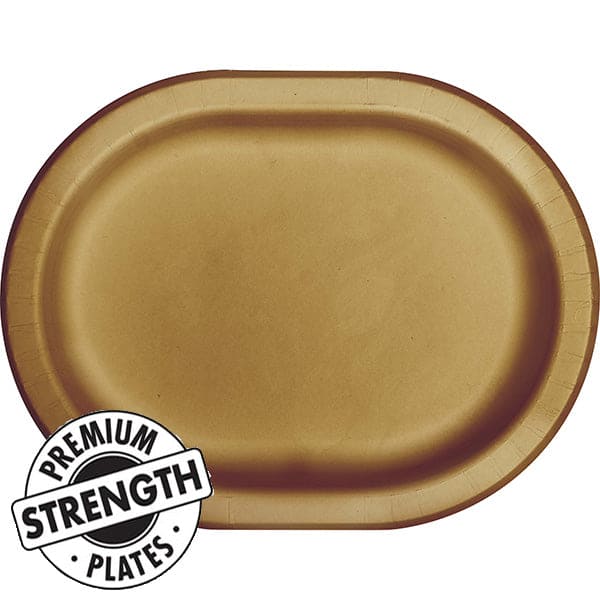 Glittering Gold 10 x 12in Oval Paper Platters 8ct