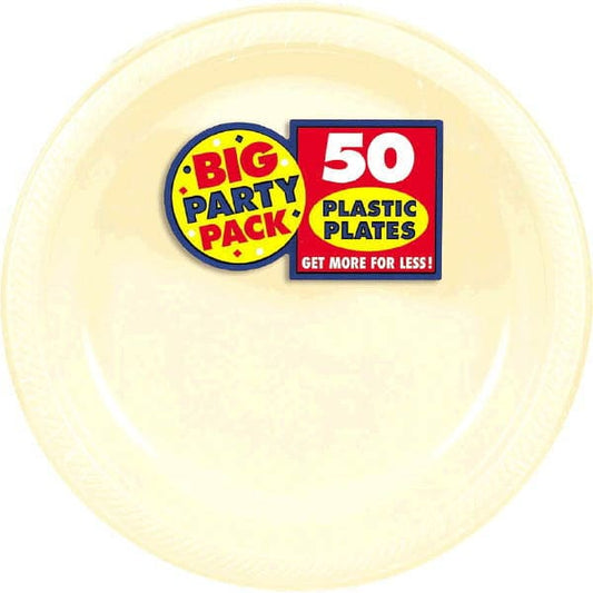 Vanilla Crème Big Party Pack 7in Round Plastic Plates