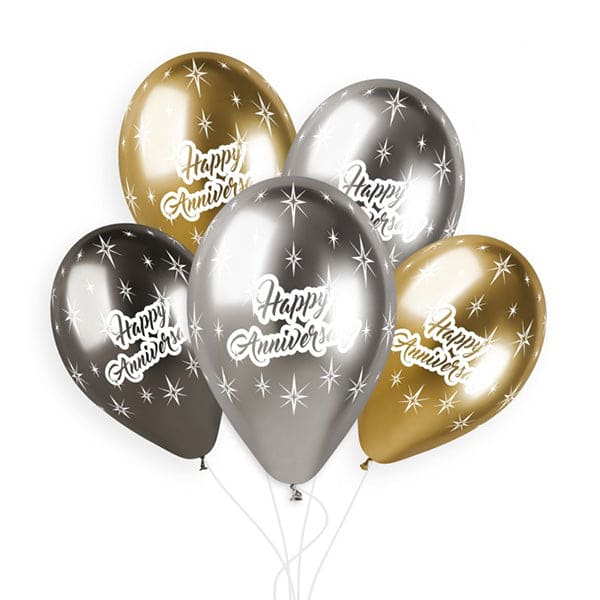 Happy Anniversary Shiny 13in Latex Balloon Bouquet 5ct