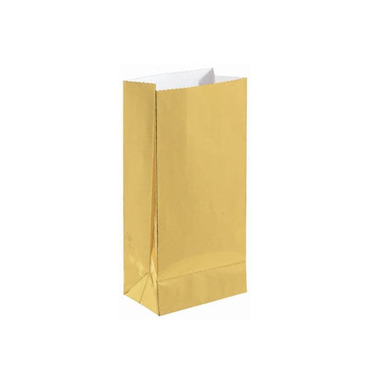 Gold Foil Mini Paper Bags 12 Ct