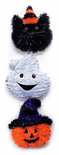 Cat Ghost Pumpkin Dangler 2D 23in