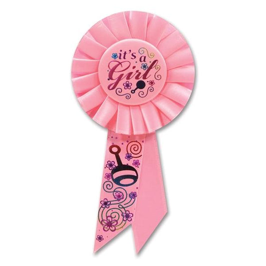 It's A Girl Pink Rosette Ribbon