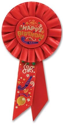 Happy Birthday Red Rosette Ribbon